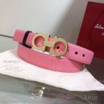 AAA Ferragamo Reversible Women's Leather Belt Pink - Gold Gancini Buckle